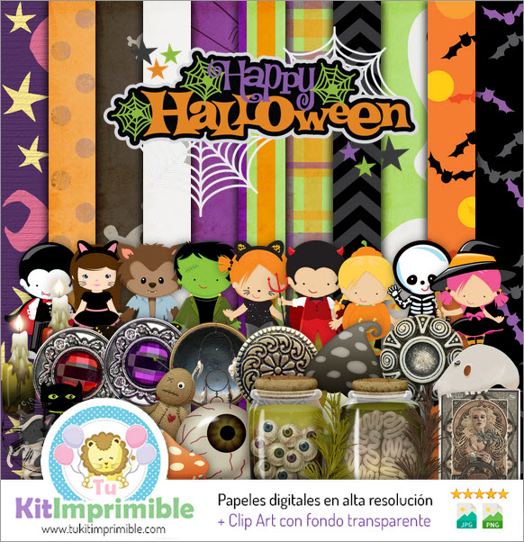 Halloween Digital Paper M5 - Patterns, Characters and Accessories