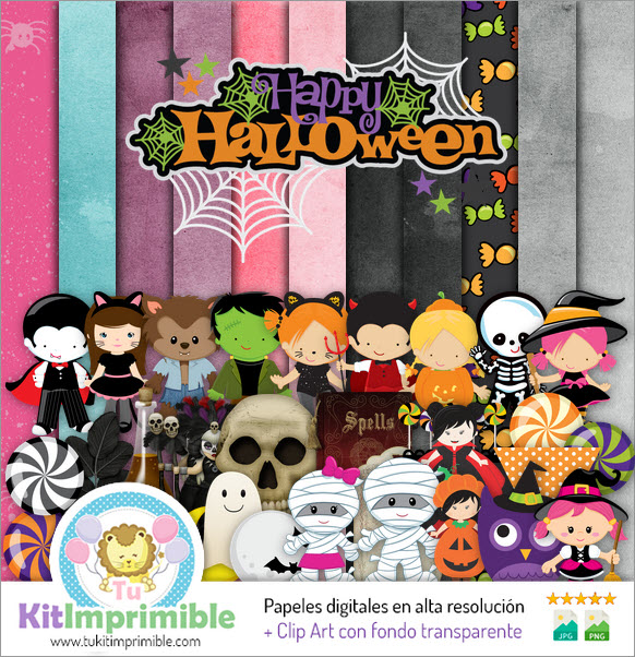 Halloween Digital Paper M6 - Patterns, Characters and Accessories