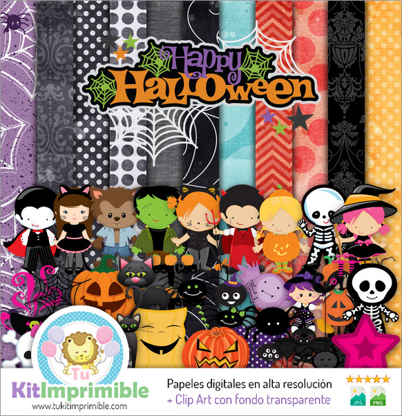 Halloween Digital Paper M7 - Patterns, Characters and Accessories