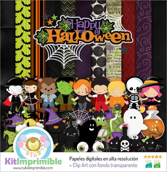 Papier numérique Halloween M9 - Motifs, personnages et accessoires