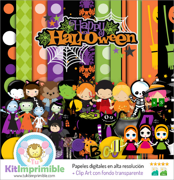 Halloween Digital Paper M12 - Patterns, Characters and Accessories