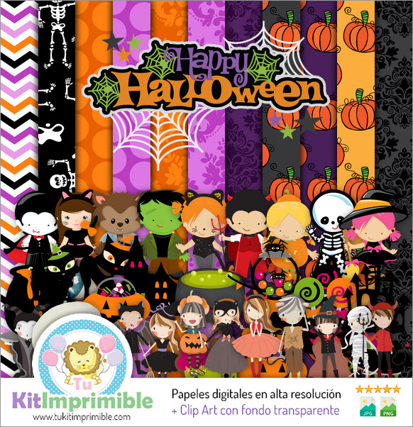 Papier numérique Halloween M13 - Motifs, personnages et accessoires