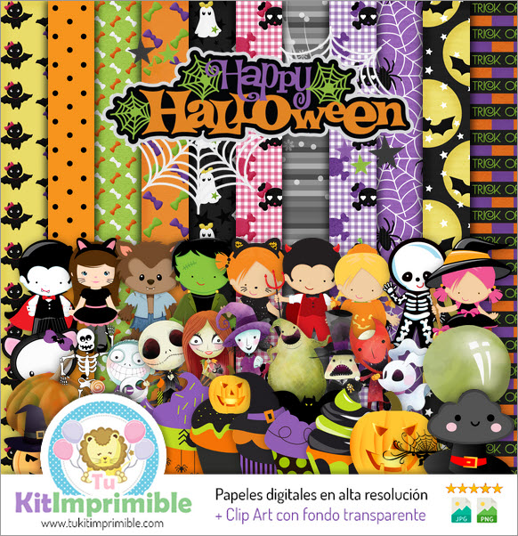 Halloween Digital Paper M15 - Patterns, Characters and Accessories