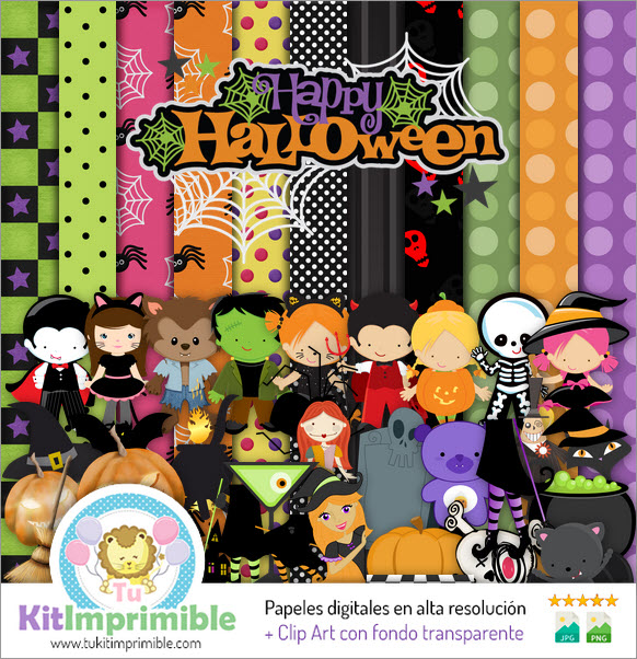 Halloween Digital Paper M16 - Patterns, Characters and Accessories