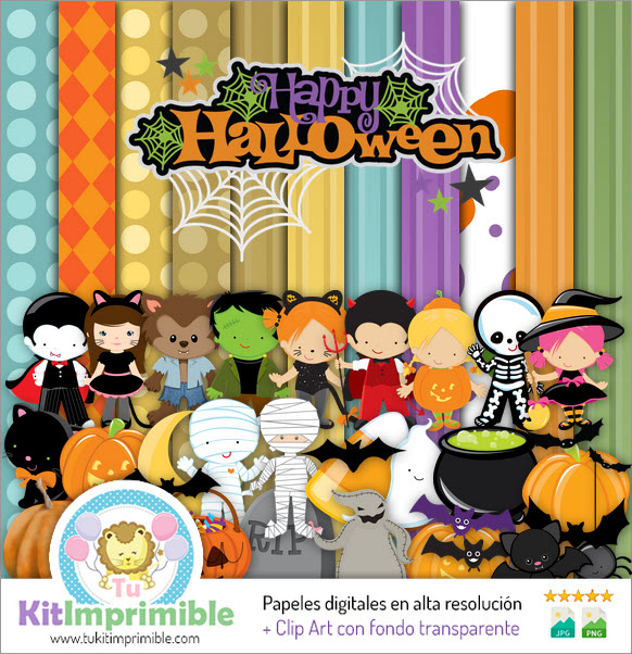 Papier numérique Halloween M17 - Motifs, personnages et accessoires