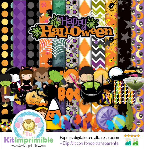 Halloween Digital Paper M18 - Patterns, Characters and Accessories