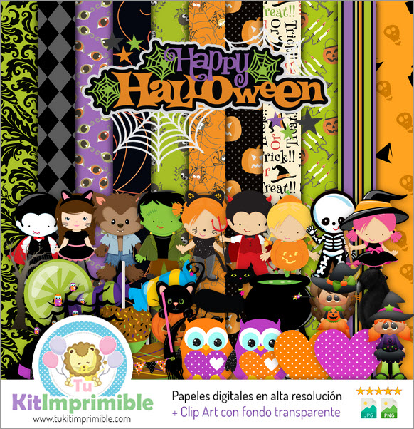 Halloween Digital Paper M19 - Patterns, Characters and Accessories