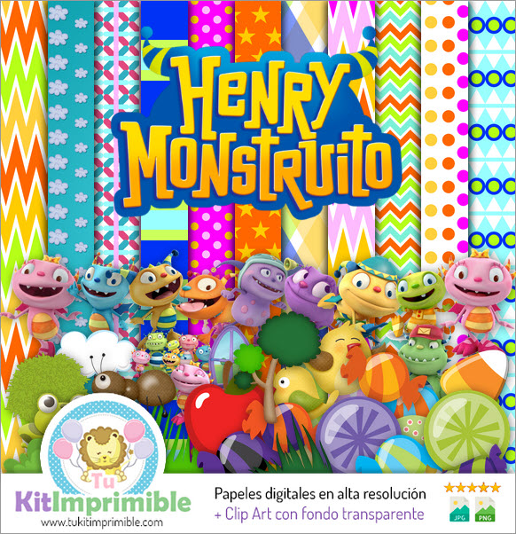 Henry Monstruito Digital Paper M2 - Patterns, Characters and Accessories
