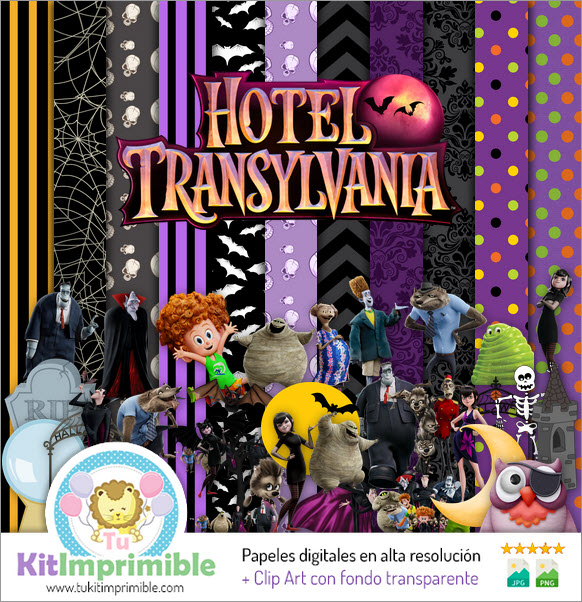 Цифровая бумага Hotel Transylvania M3 — выкройки, персонажи и аксессуары