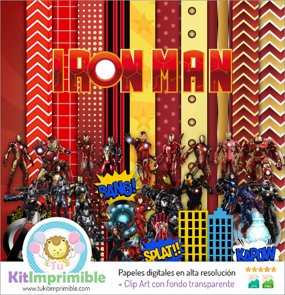 Цифровая бумага Iron Man M1 — выкройки, персонажи и аксессуары