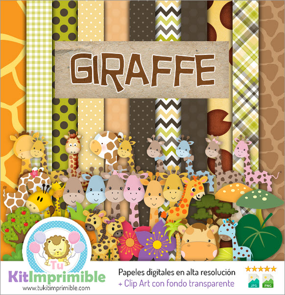 Цифровая бумага Baby Giraffe M1 — выкройки, персонажи и аксессуары
