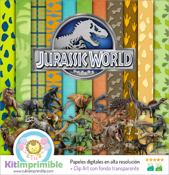 Цифровая бумага Jurassic World M1 — выкройки, персонажи и аксессуары