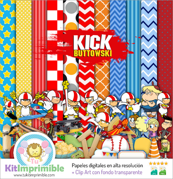 Kick Buttowski M1 Digital Paper – Muster, Charaktere und Zubehör