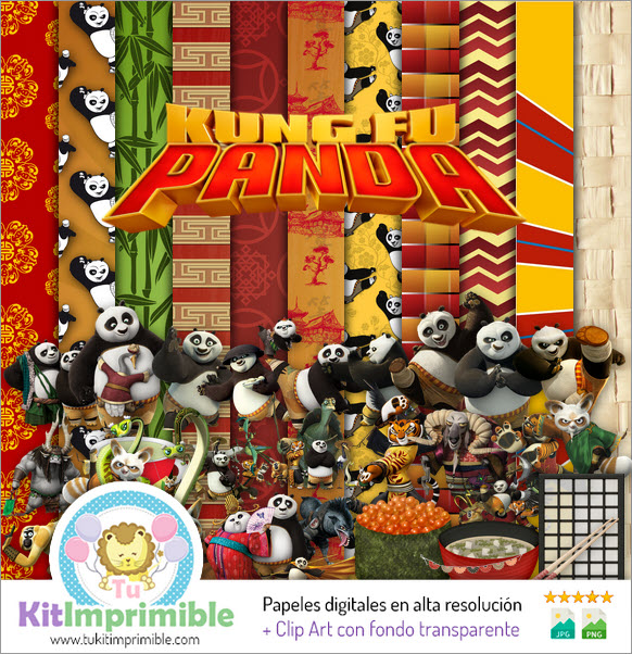 Papier numérique Kung Fu Panda M2 - Motifs, personnages et accessoires