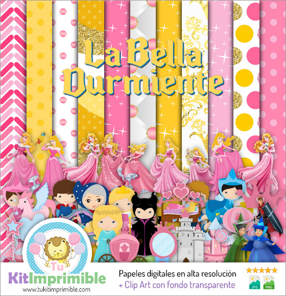Papel Digital La Bella Durmiente M2 - Patrones, Personajes y Accesorios