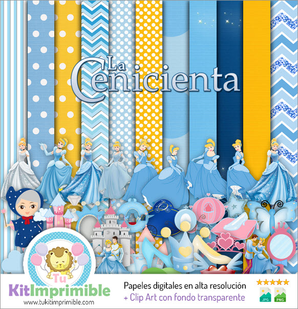 Cinderella Digital Paper M1 – Muster, Charaktere und Zubehör