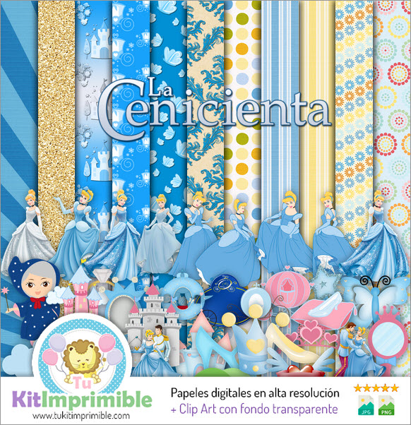 Cinderella Digital Paper M4 – Muster, Charaktere und Zubehör