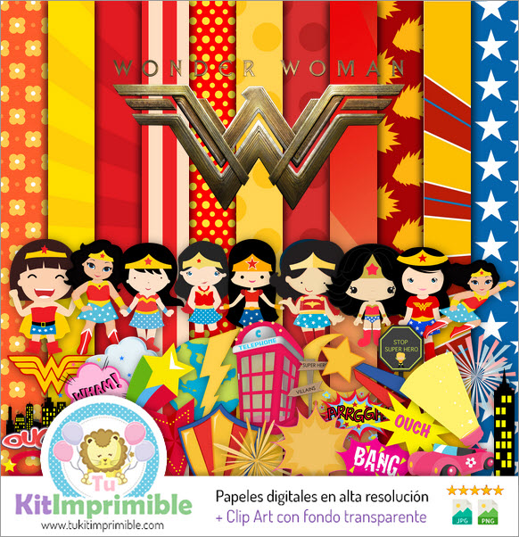 Wonder Woman Digital Paper M2 - Motifs, personnages et accessoires