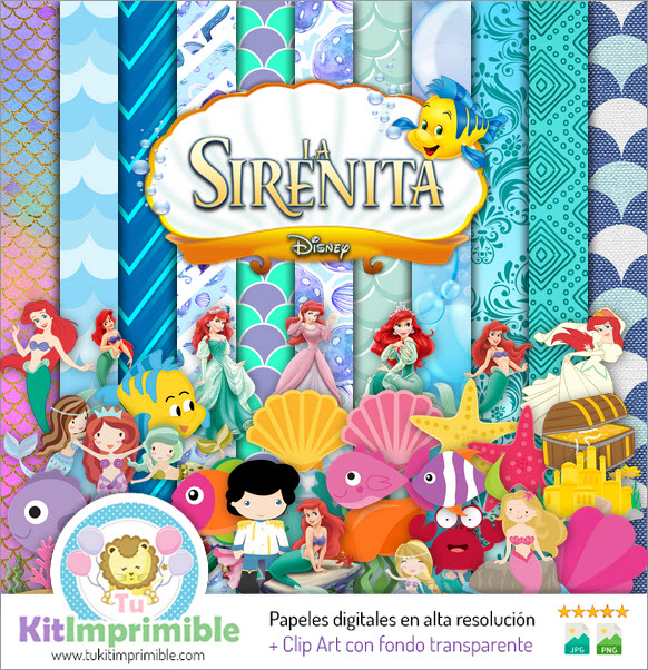 Papier numérique La Petite Sirène Ariel M3 - Motifs, personnages et accessoires