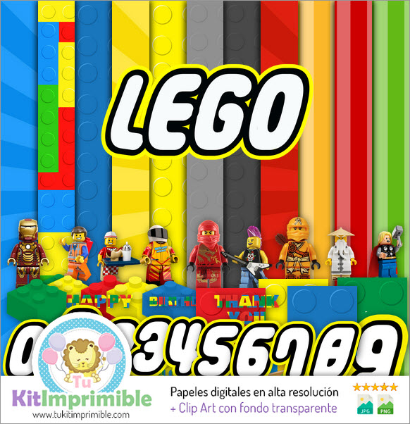 Papel Digital Lego M1 - Padrões, Personagens e Acessórios
