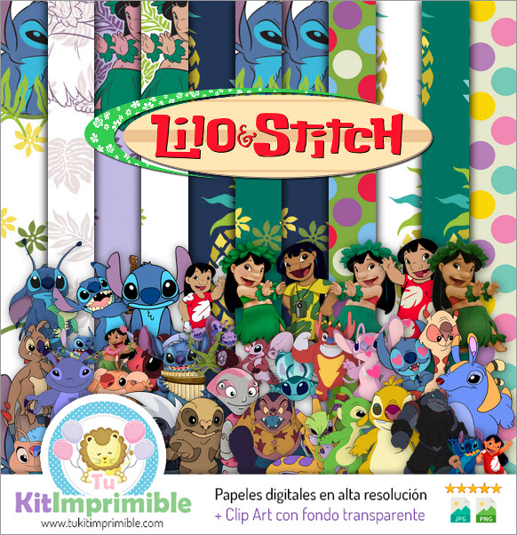 Цифровая бумага Lilo And Stitch M2 - Выкройки, персонажи и аксессуары