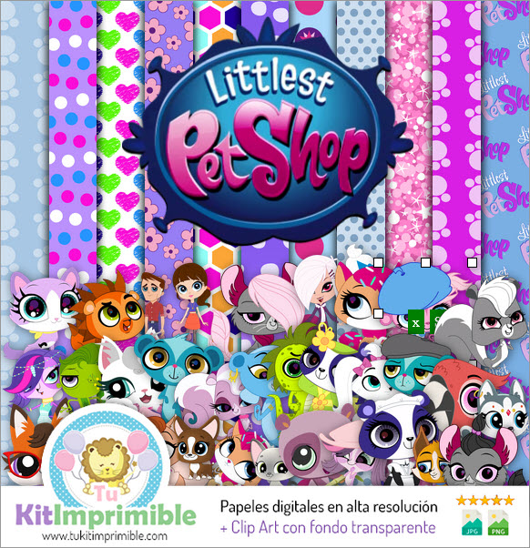 Littlest Pet Shop Digital Paper M1 - Patrons, personnages et accessoires