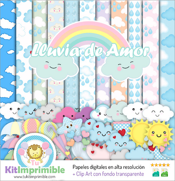 Digital Paper Rain of Love M1 - Patterns, Characters and Accessories