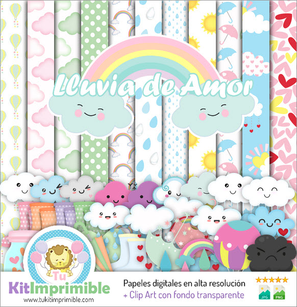 Rain of Love Digital Paper M2 - Patterns, Characters and Accessories