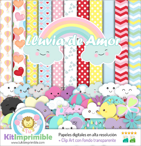 Rain of Love Digital Paper M3 - Patterns, Characters and Accessories