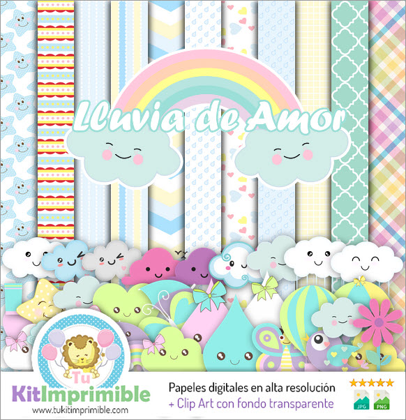 Digital Paper Rain of Love M4 - Patterns, Characters and Accessories