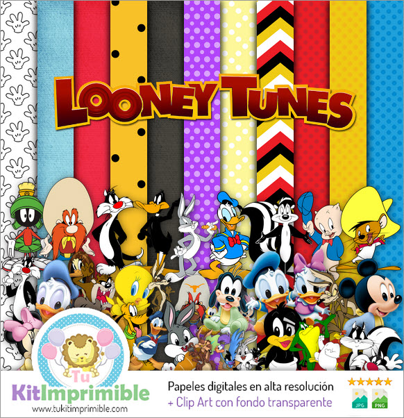 Looney Toons Digital Paper M1 – Muster, Charaktere und Zubehör