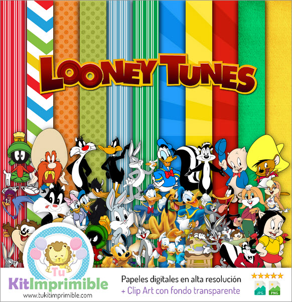 Looney Toons Digital Paper M2 – Muster, Charaktere und Zubehör