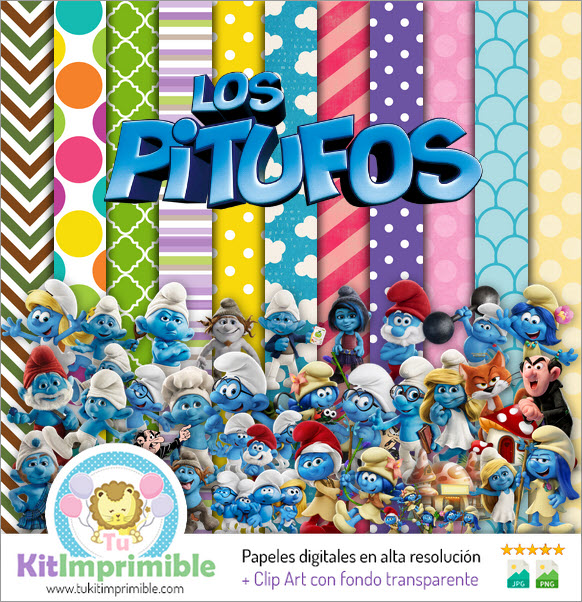 Digital Paper The Smurfs M2 - Patterns, Characters and Accessories
