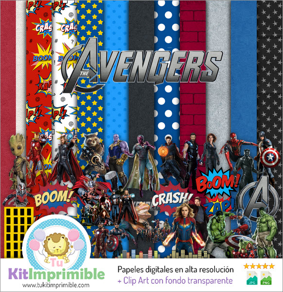Digitales Papier The Avengers M1 – Muster, Charaktere und Zubehör