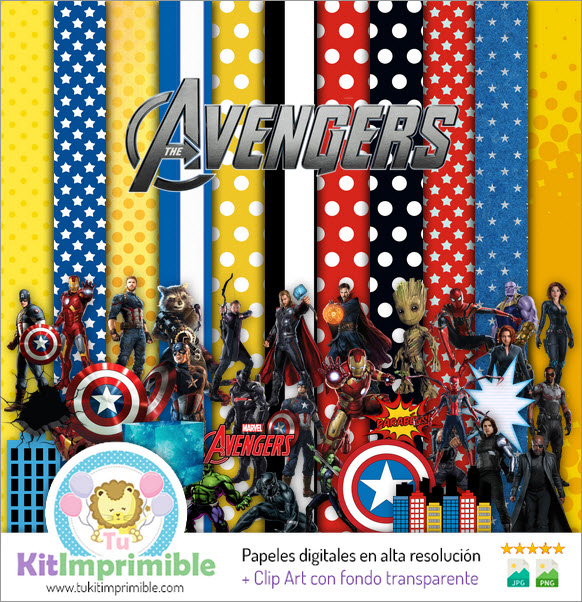 Digitales Papier The Avengers M2 – Muster, Charaktere und Zubehör