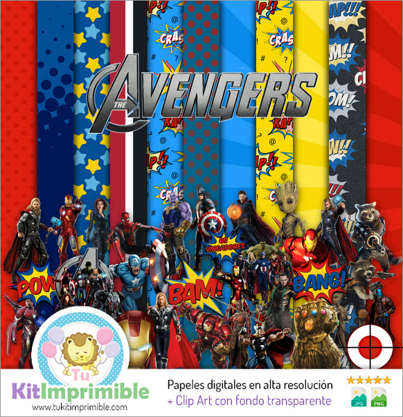 Digitales Papier The Avengers M3 – Muster, Charaktere und Zubehör