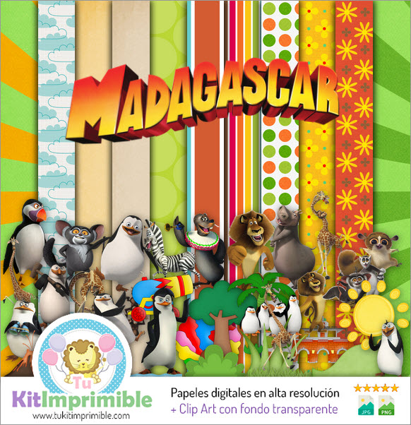 Madagascar M2 Digital Paper - Patterns, Characters and Accessories