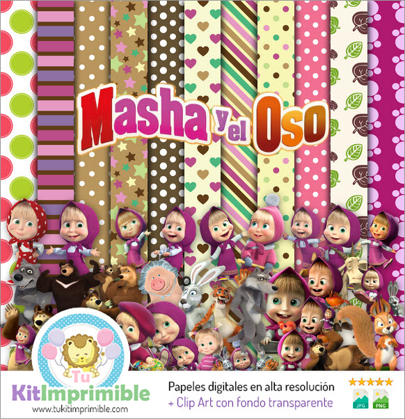 Masha and the Bear Digital Paper M2 - Patterns, Characters and Accessories