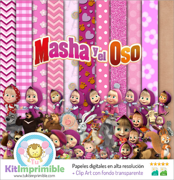 Masha and the Bear Digital Paper M3 - Patterns, Characters and Accessories