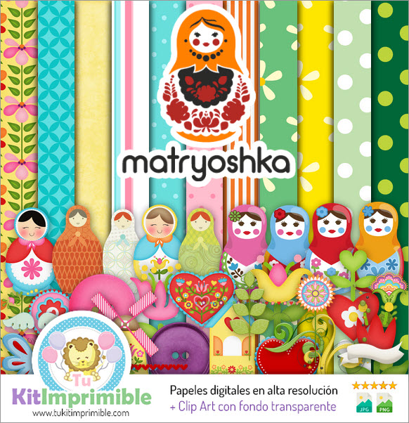 Digital Paper Matrioshka M4 - Patterns, Characters and Accessories