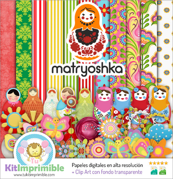 Digital Paper Matrioshka M5 - Patterns, Characters and Accessories