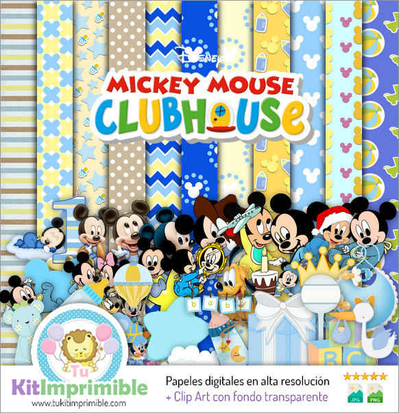 Papel Digital Baby Mickey Mouse M1 - Padrões, Personagens e Acessórios