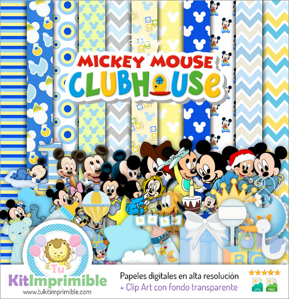 Цифровая бумага «Малыш Микки Маус» M2 — выкройки, персонажи и аксессуары