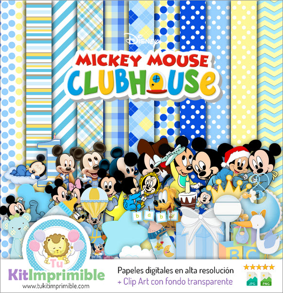 Papel Digital Baby Mickey Mouse M3 - Padrões, Personagens e Acessórios
