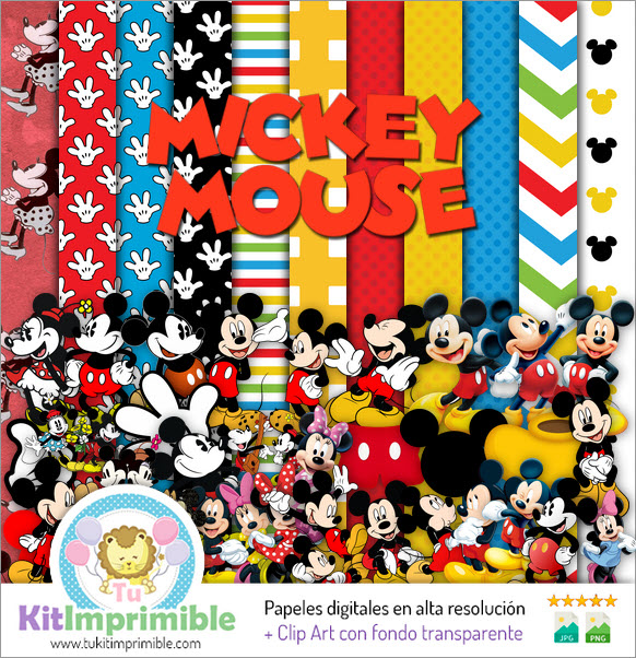 Papel Digital Mickey Mouse M3 - Padrões, Personagens e Acessórios