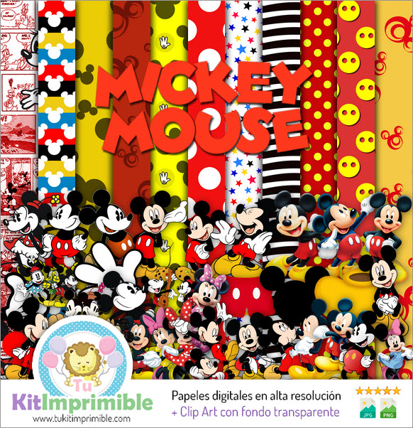 Цифровая бумага с Микки Маусом M5 — выкройки, персонажи и аксессуары