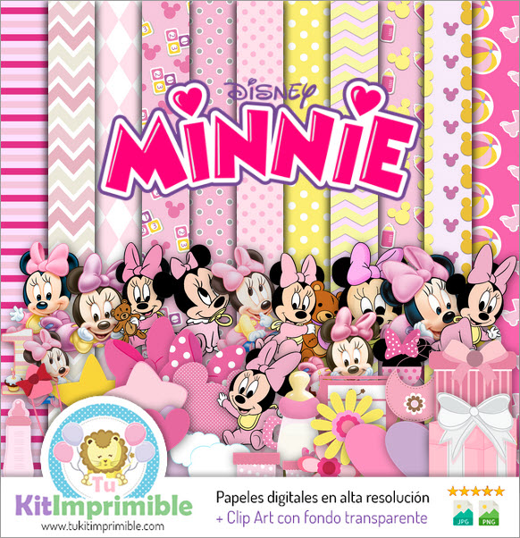 Papel Digital Minnie Baby M1 - Padrões, Personagens e Acessórios