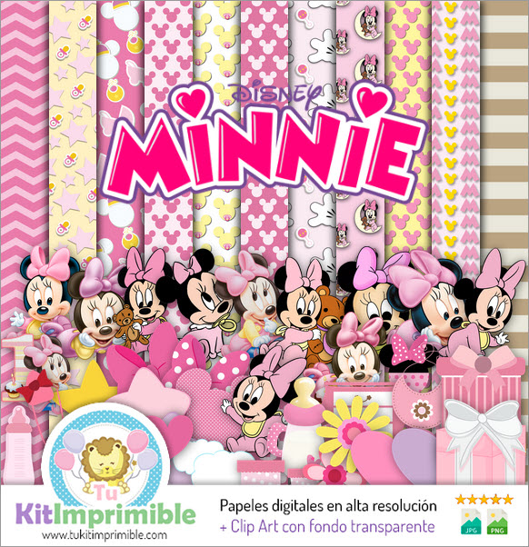 Papel Digital Minnie Bebe M2 - Patrones, Personajes y Accesorios