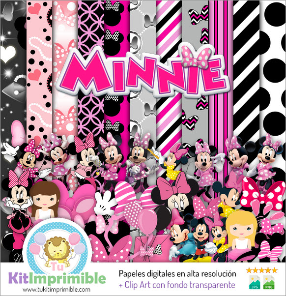 Pink Minnie Mouse Digital Paper M3 - Patterns, Characters and Accessories