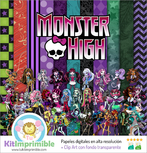 Papier numérique Monster High M1 - Motifs, personnages et accessoires